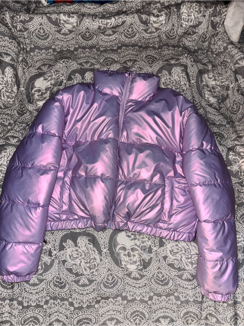 Ashley By 26 International Iridescent Lavender Pink Puffer Jacket